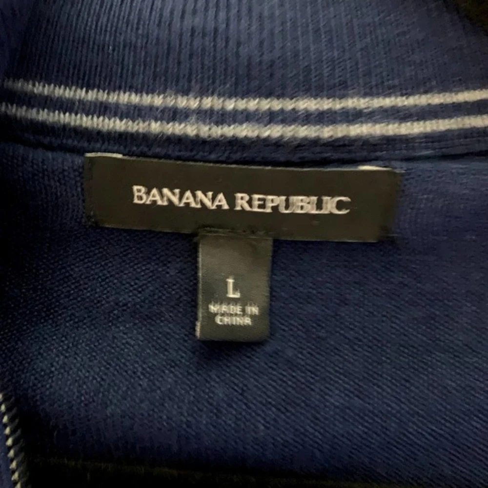 BANANA REPUBLIC Navy Blue Half-Zip Wool Pullover‎ Sweater